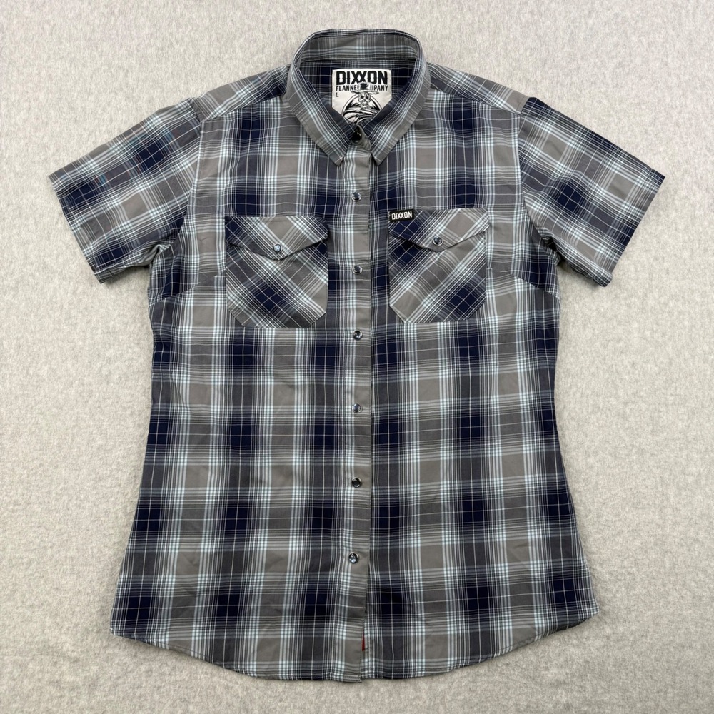 Dixxon Flannel Co Shirt Womens Large Gray Plaid Pearl Snap Laredo Bamboo Blend